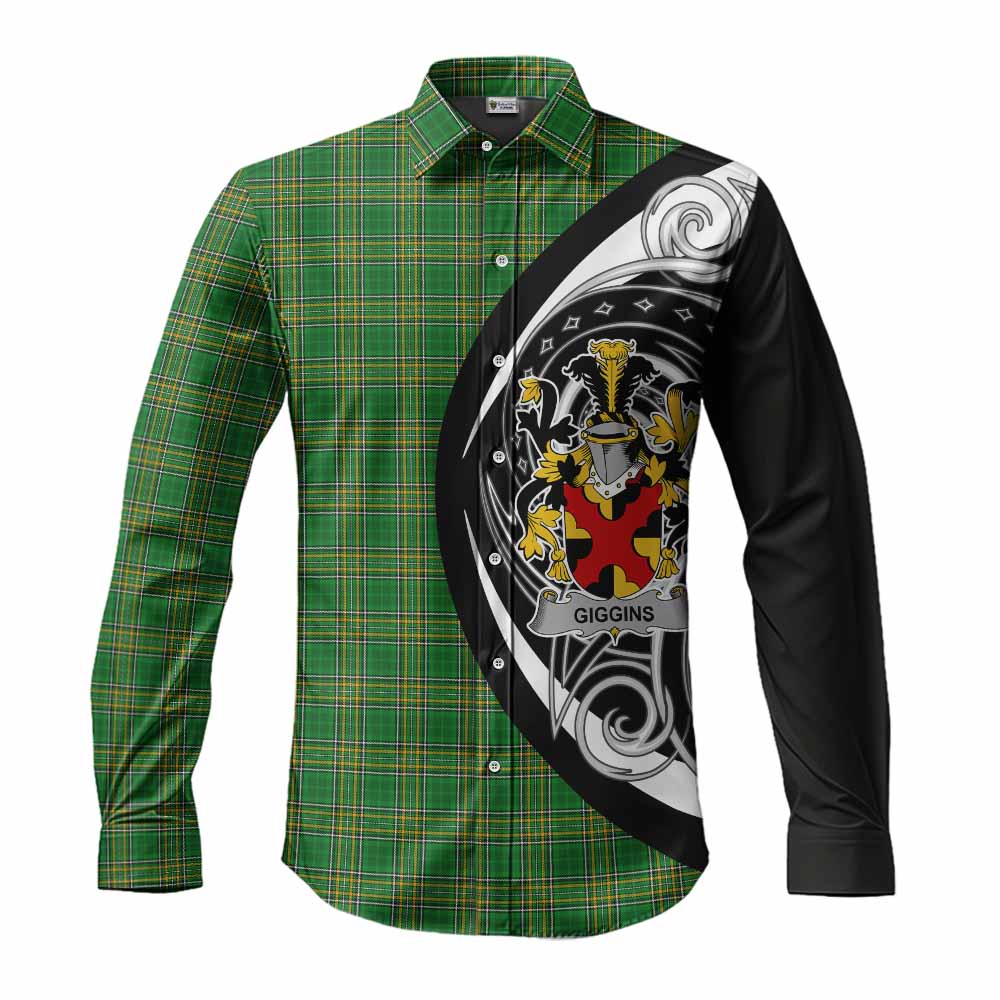 Tartan Vibes Clothing Giggins Irish Clan Long Sleeve Button Shirt Celtic Circle Style