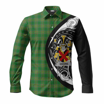 Tartan Vibes Clothing Giggins Irish Clan Long Sleeve Button Shirt Celtic Circle Style