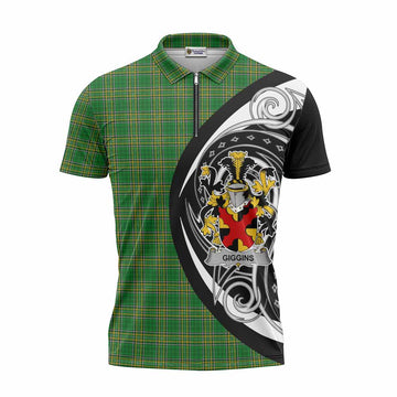 Giggins Irish Clan Zipper Polo Shirt Celtic Circle Style Unisex - Tartan Vibes Clothing