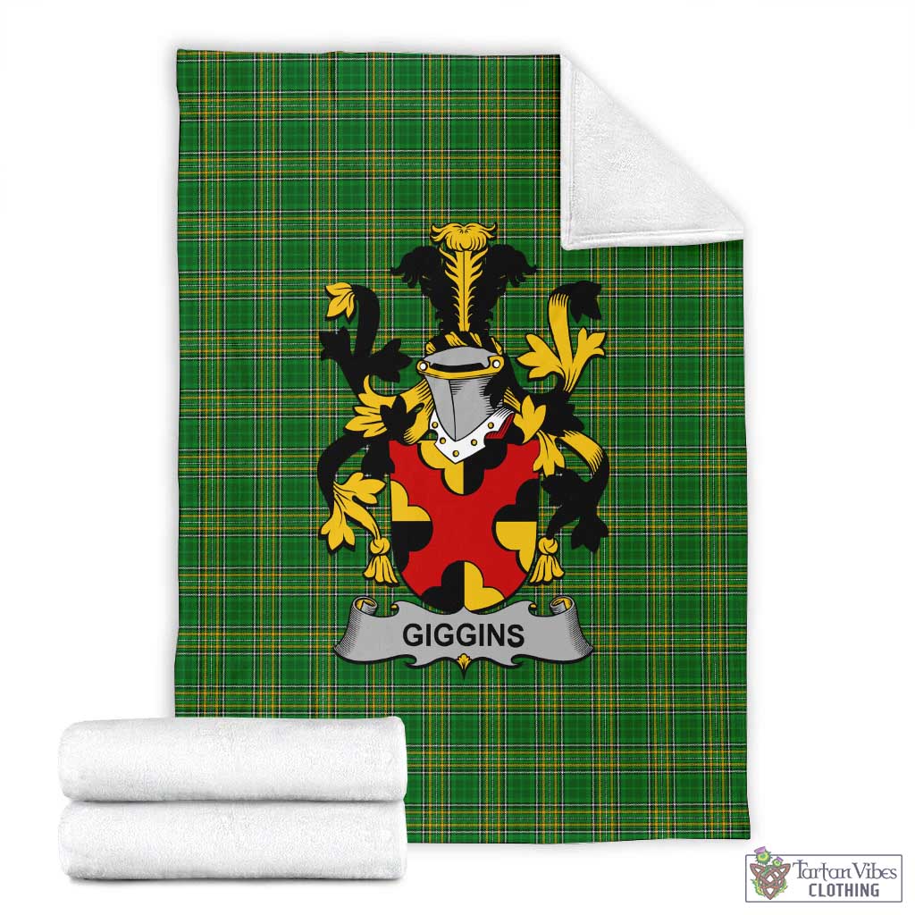 Giggins Irish Clan Tartan Blanket with Coat of Arms X-Large 59 x 79 inches 150 x 200 cm - Tartan Vibes Clothing