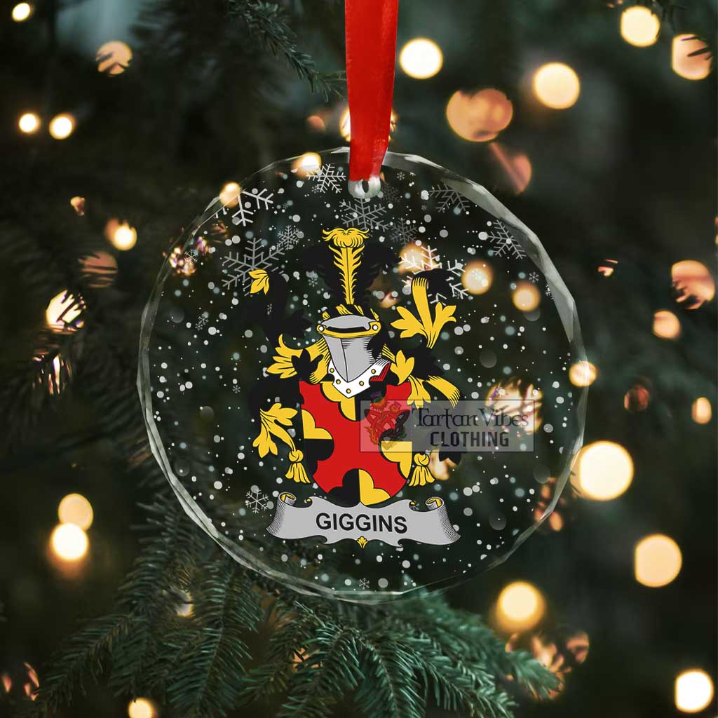 Tartan Vibes Clothing Giggins Irish Clan Christmas Glass Ornament with Coat of Arms
