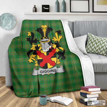 Tartan Vibes Clothing Giggins Irish Clan Tartan Blanket with Coat of Arms