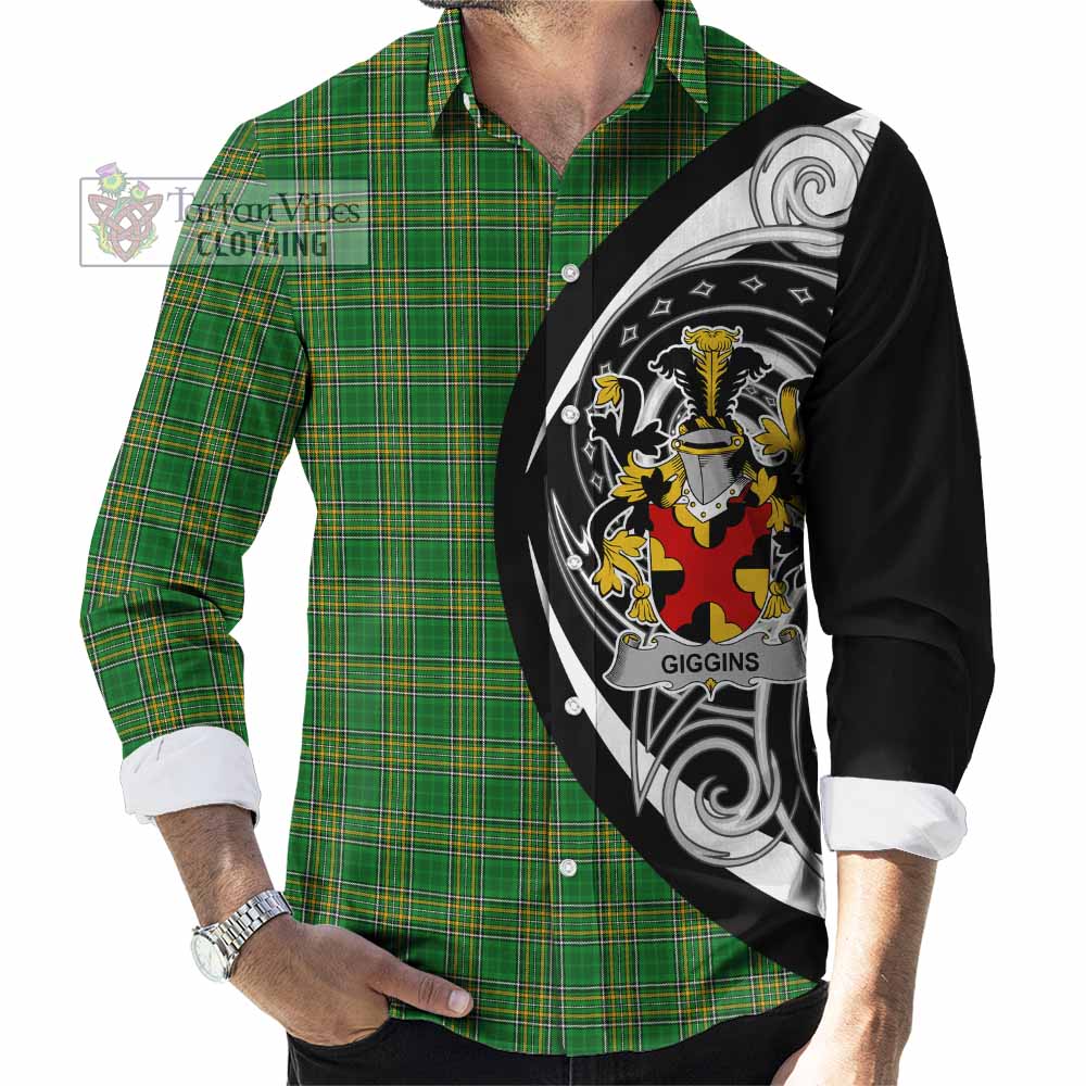 Tartan Vibes Clothing Giggins Irish Clan Long Sleeve Button Shirt Celtic Circle Style