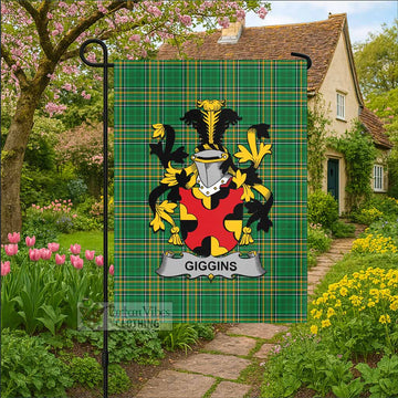 Giggins Irish Clan Tartan Garden Flag with Coat of Arms