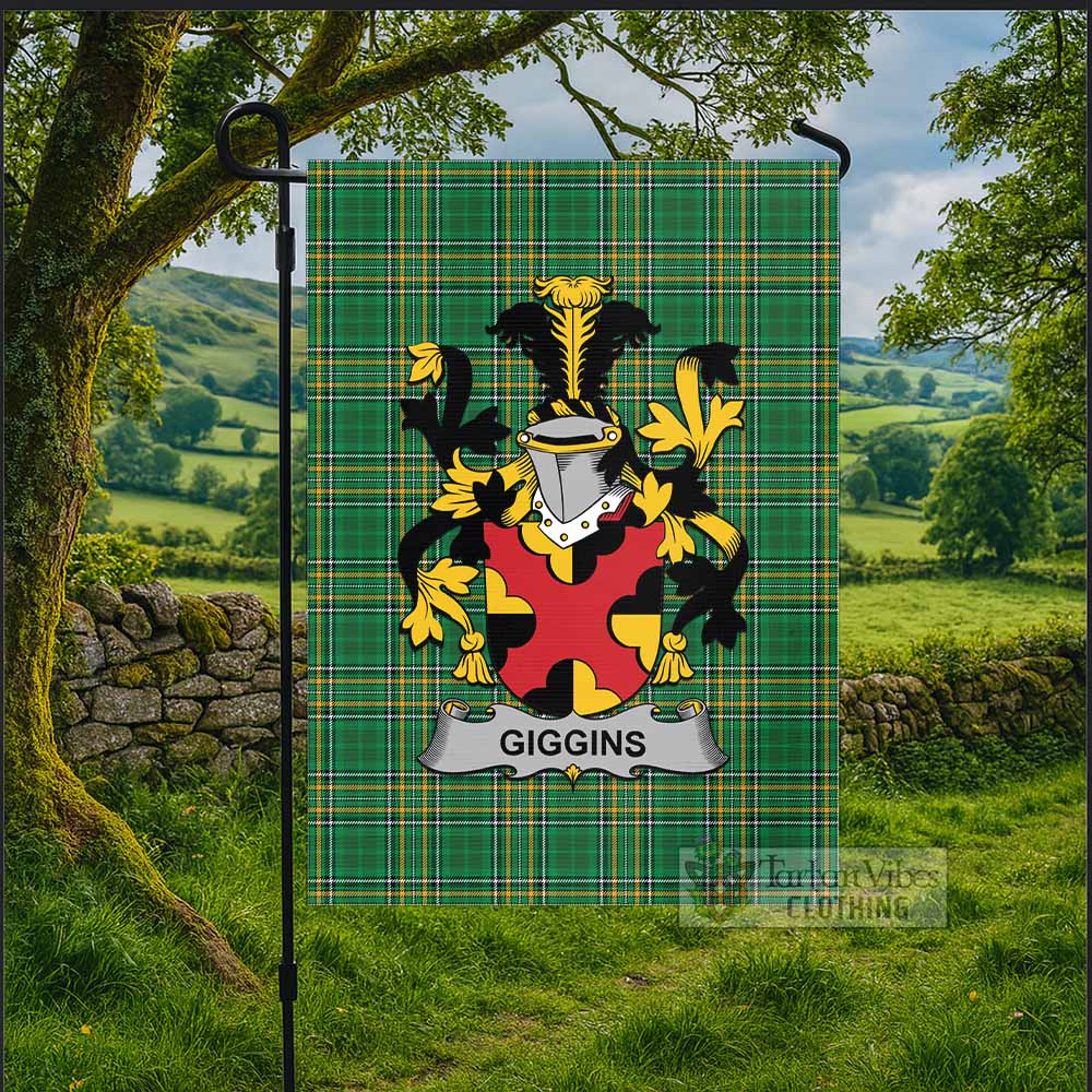 Giggins Irish Clan Tartan Flag with Coat of Arms