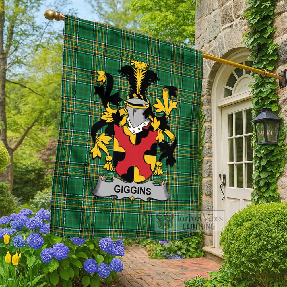 Giggins Irish Clan Tartan Flag with Coat of Arms
