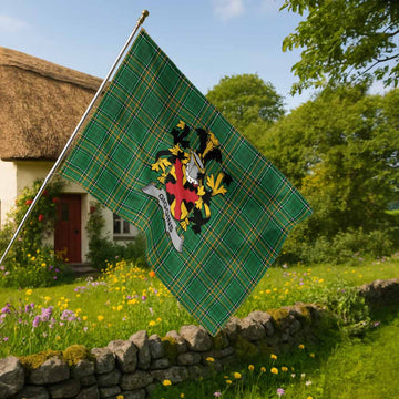 Giggins Irish Clan Tartan House Flag with Coat of Arms