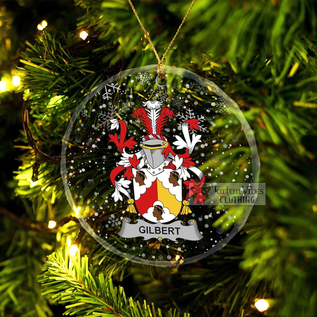 Gilbert Irish Clan Christmas Glass Ornament with Coat of Arms Transparent Glass Circle - 2D-tartanvibesclothing