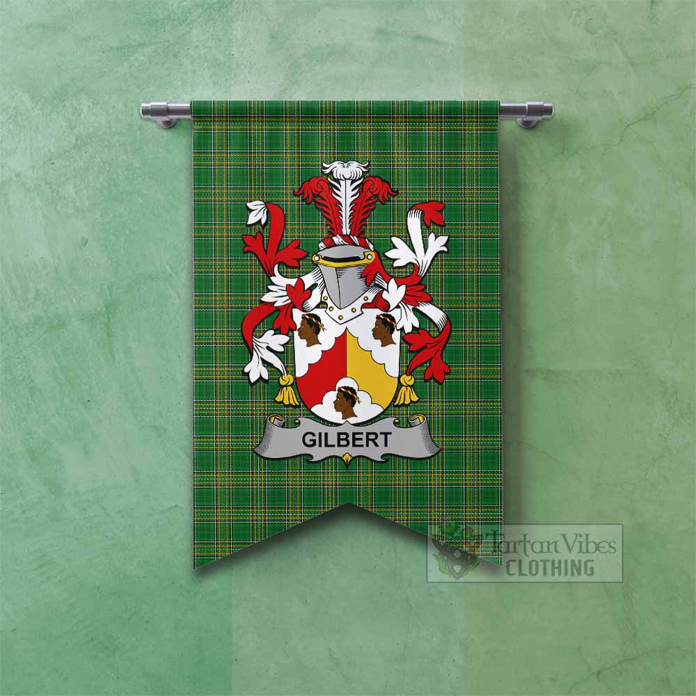 Gilbert Irish Clan Tartan Gonfalon, Tartan Banner with Coat of Arms Fishtail - Tartan Vibes Clothing