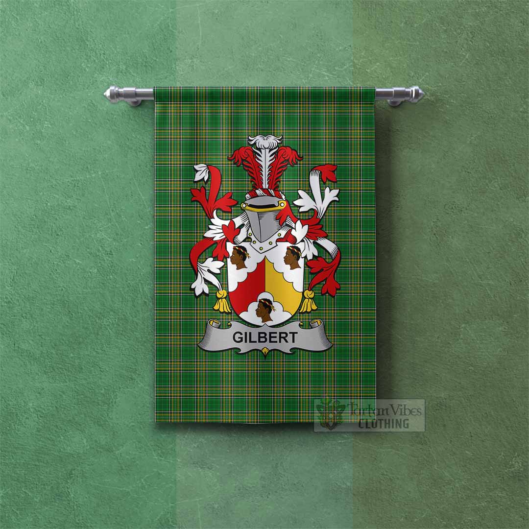 Gilbert Irish Clan Tartan Gonfalon, Tartan Banner with Coat of Arms Rectangle - Tartan Vibes Clothing