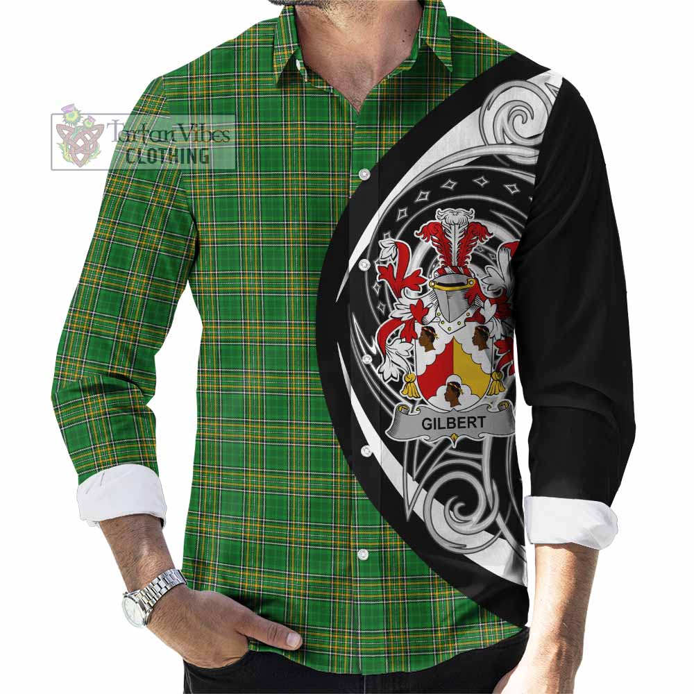 Tartan Vibes Clothing Gilbert Irish Clan Long Sleeve Button Shirt Celtic Circle Style