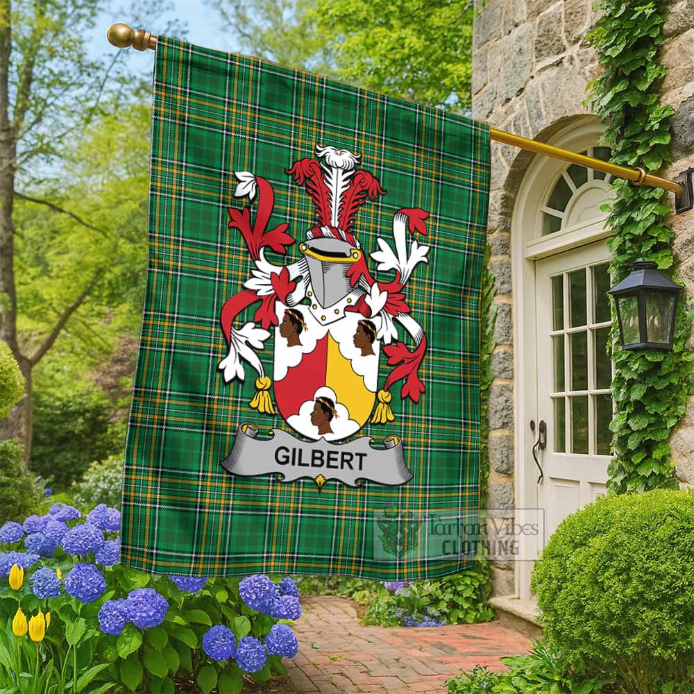 Gilbert Irish Clan Tartan Flag with Coat of Arms