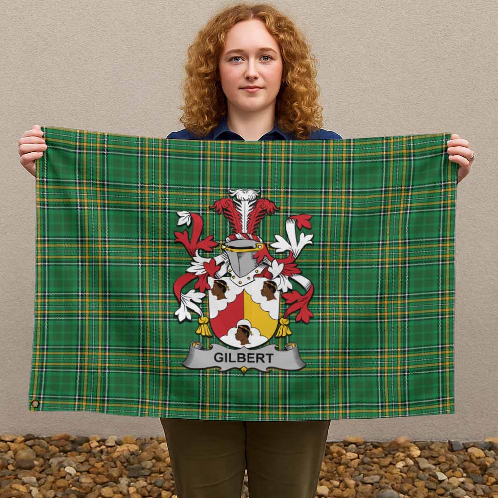 Tartan Vibes Clothing Gilbert Irish Clan Tartan House Flag with Coat of Arms