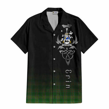 Tartan Vibes Clothing Gilchrist Irish Clan Short Sleeve Button Shirt with Coat of Arms Erin Go Bragh Celtic Inspired