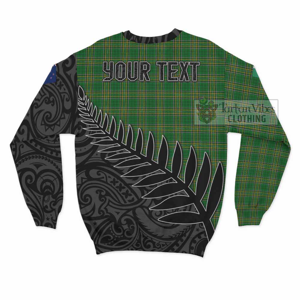 Tartan Vibes Clothing Gilchrist Irish Clan Tartan Sweatshirt with Coat of Arms New Zealand Silver Fern Half Style