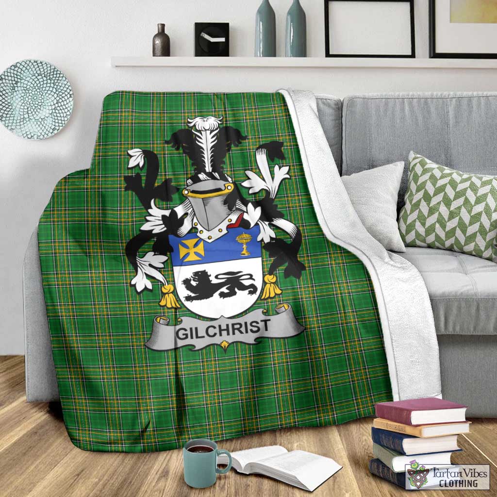 Tartan Vibes Clothing Gilchrist Irish Clan Tartan Blanket with Coat of Arms