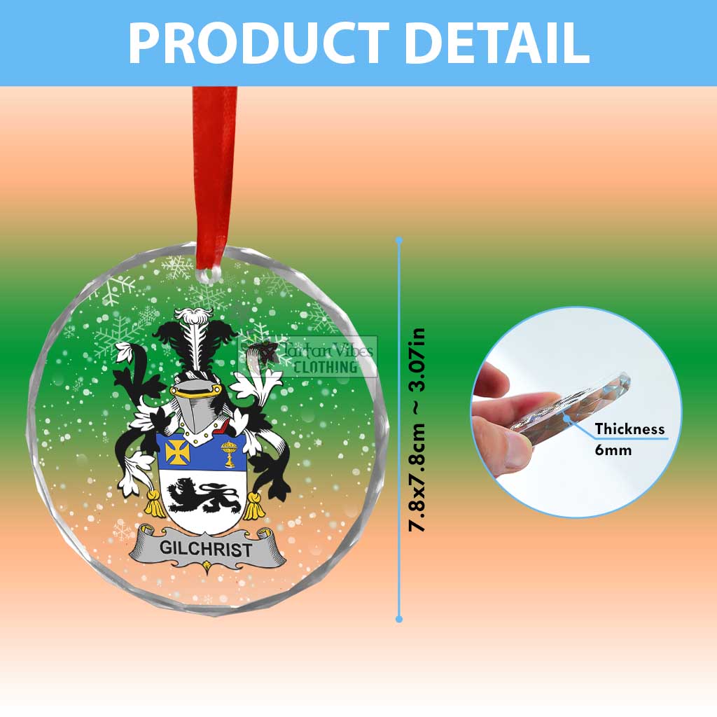 Tartan Vibes Clothing Gilchrist Irish Clan Christmas Glass Ornament with Coat of Arms