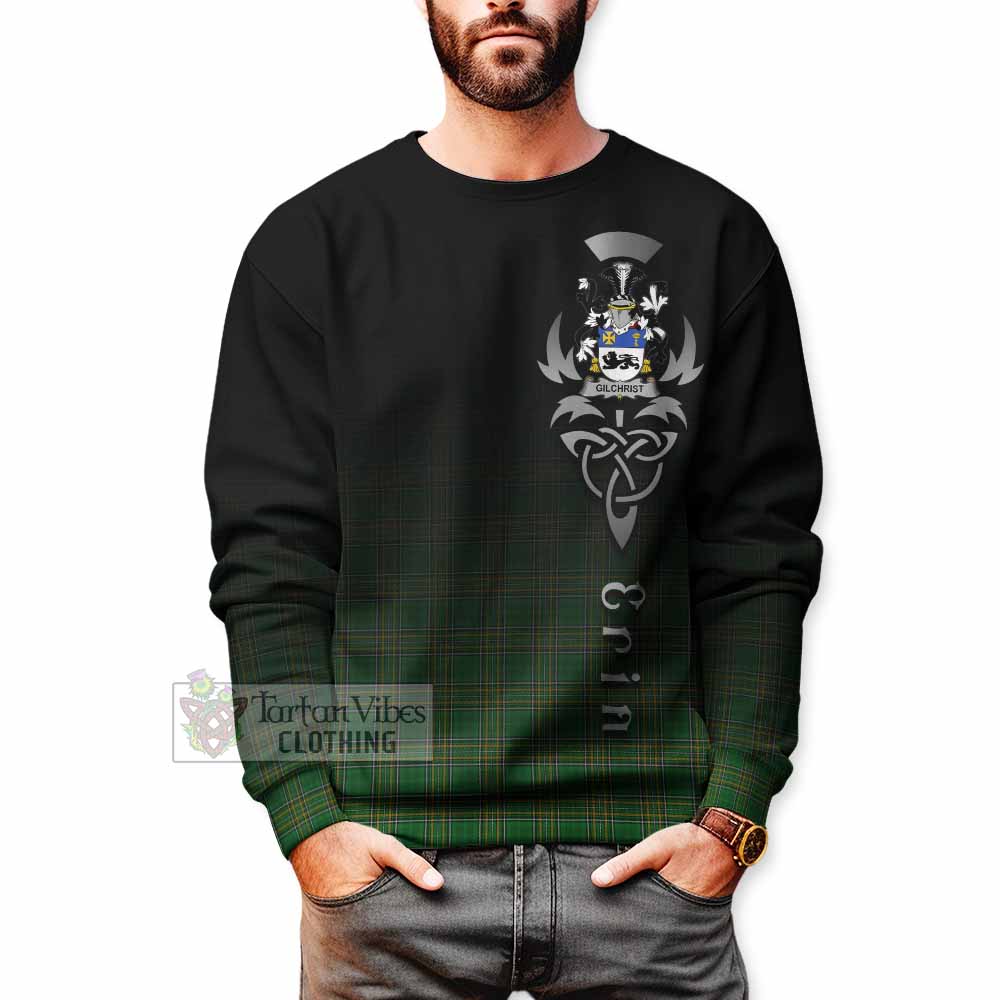 Tartan Vibes Clothing Gilchrist Irish Clan Sweatshirt with Coat of Arms Erin Go Bragh Celtic Inspired
