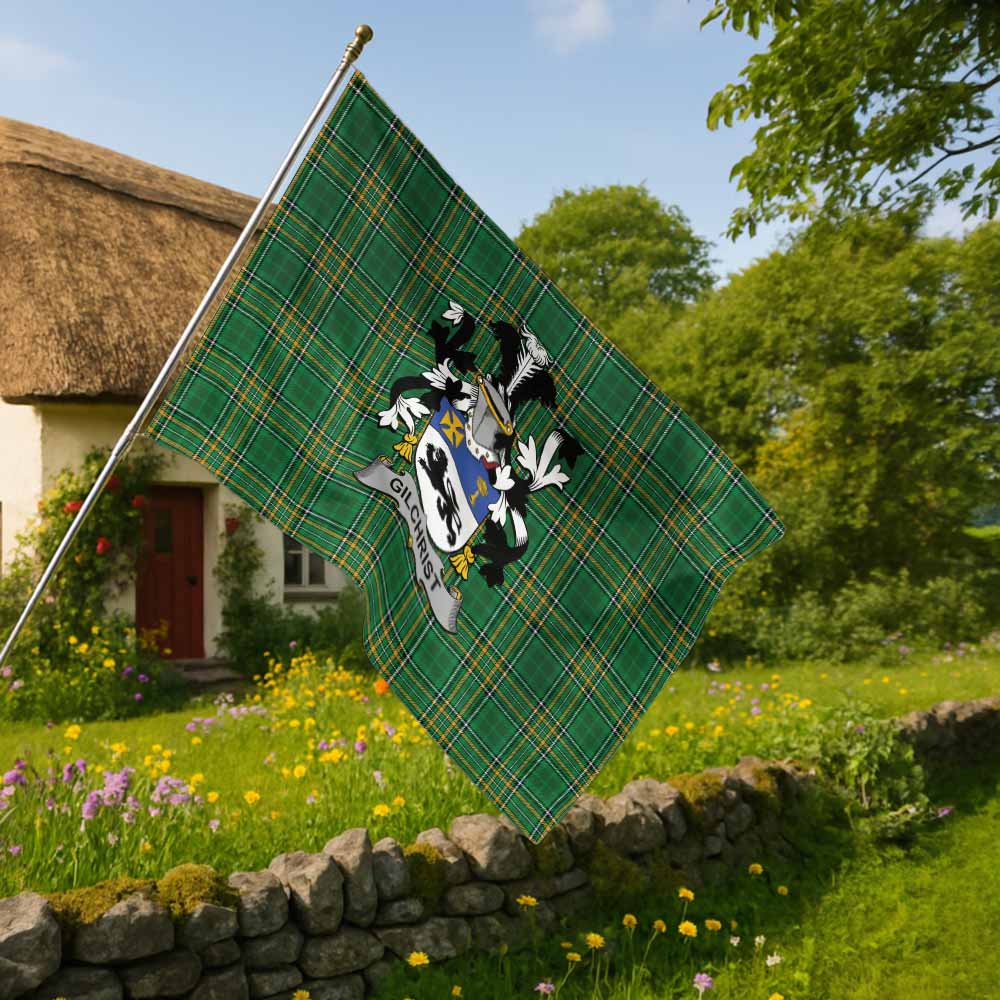 Tartan Vibes Clothing Gilchrist Irish Clan Tartan House Flag with Coat of Arms