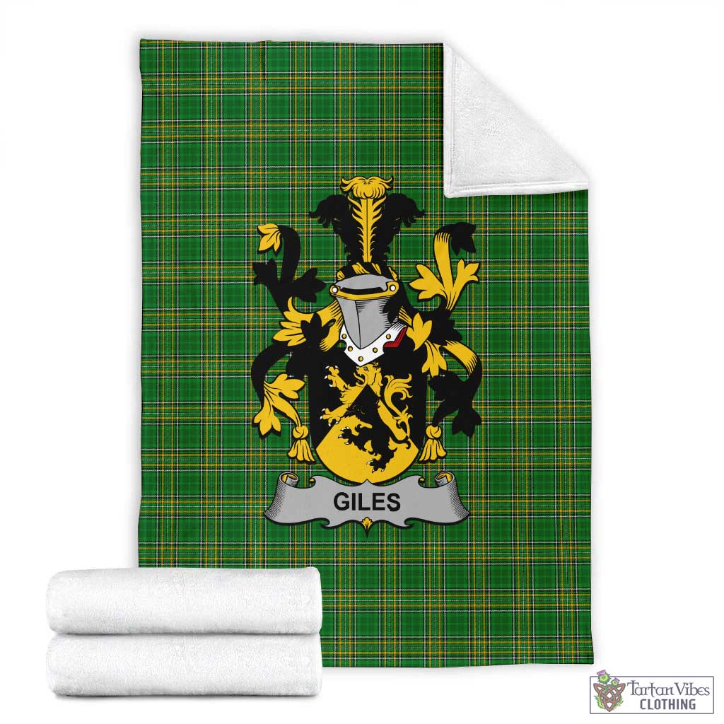Giles Irish Clan Tartan Blanket with Coat of Arms X-Large 59 x 79 inches 150 x 200 cm - Tartan Vibes Clothing