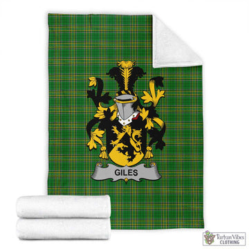 Tartan Vibes Clothing Giles Irish Clan Tartan Blanket with Coat of Arms