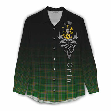 Tartan Vibes Clothing Giles Irish Clan Women's Casual Shirt with Coat of Arms Erin Go Bragh Celtic Inspired