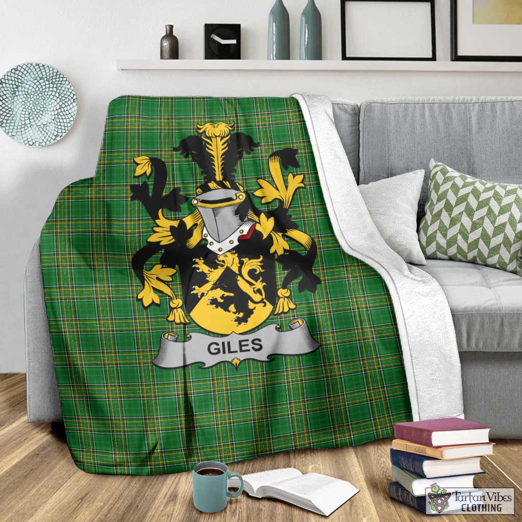 Giles Irish Clan Tartan Blanket with Coat of Arms - Tartan Vibes Clothing