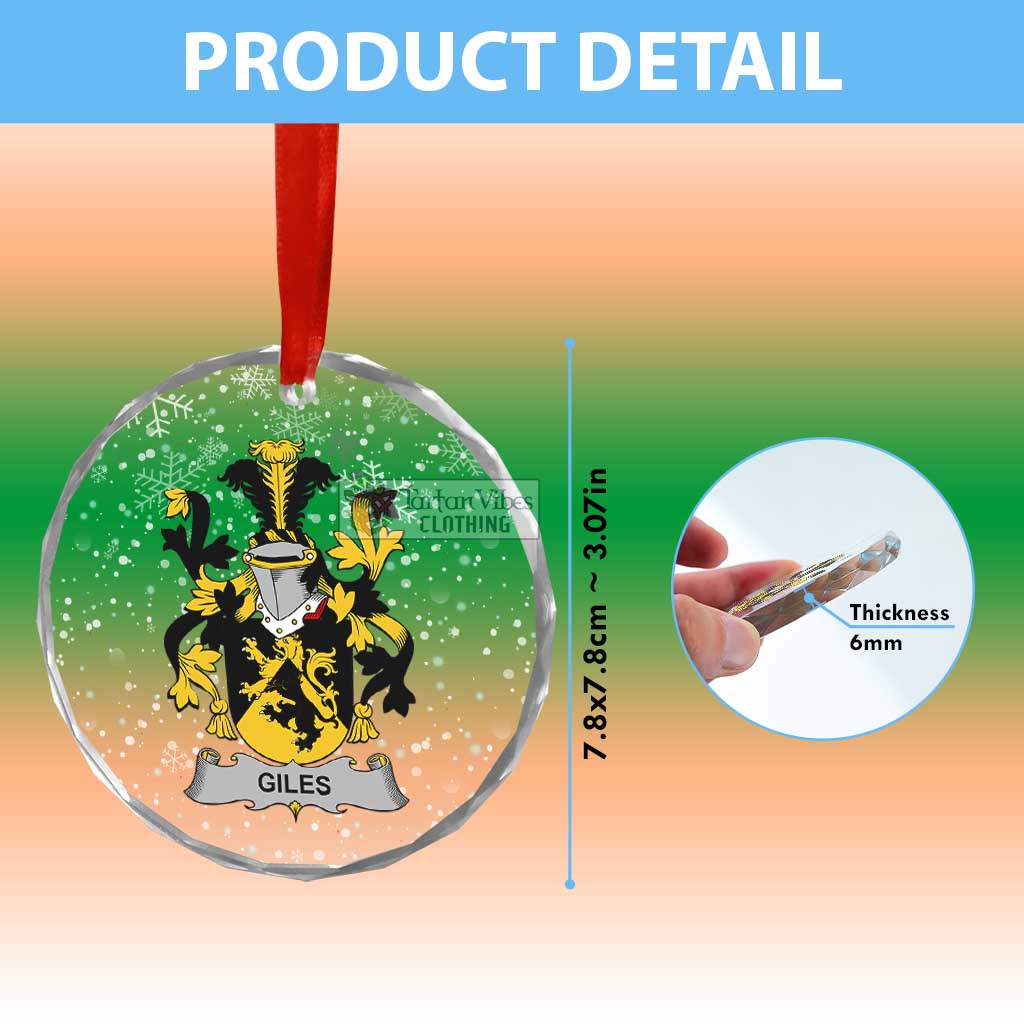 Giles Irish Clan Christmas Glass Ornament with Coat of Arms - 2D-tartanvibesclothing