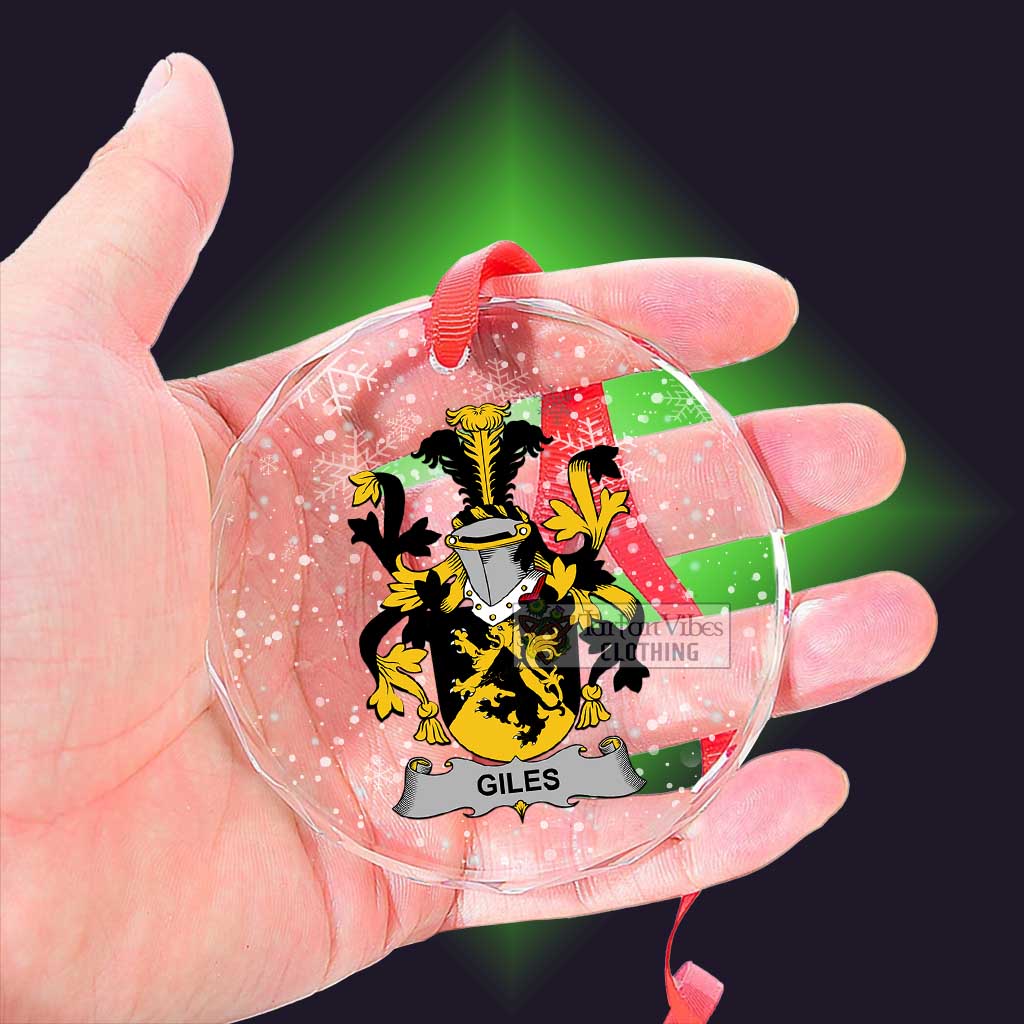 Giles Irish Clan Christmas Glass Ornament with Coat of Arms - 2D-tartanvibesclothing