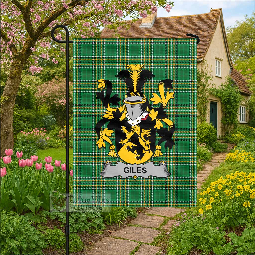 Giles Irish Clan Tartan Flag with Coat of Arms