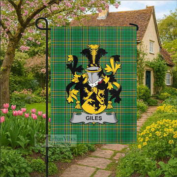 Giles Irish Clan Tartan Garden Flag with Coat of Arms