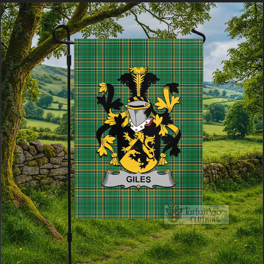 Giles Irish Clan Tartan Flag with Coat of Arms