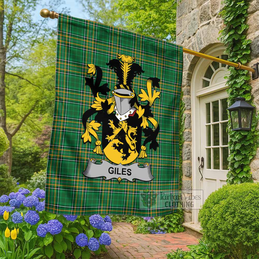 Giles Irish Clan Tartan Flag with Coat of Arms