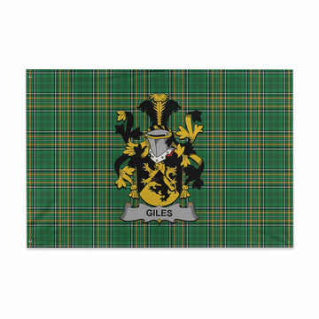 Giles Irish Clan Tartan House Flag with Coat of Arms