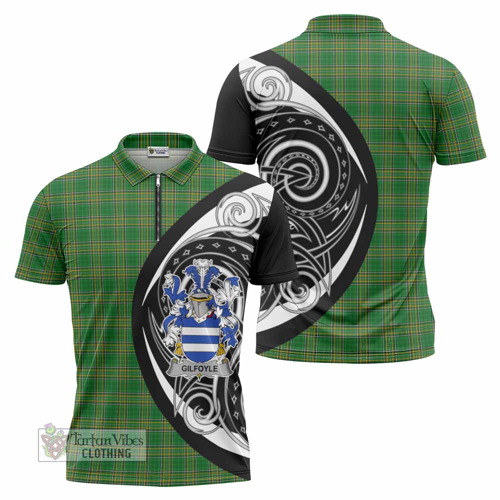 Tartan Vibes Clothing Gilfoyle Irish Clan Zipper Polo Shirt Celtic Circle Style