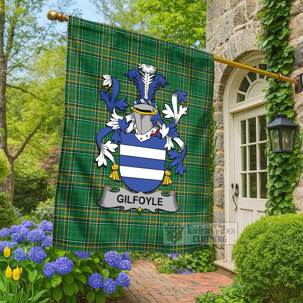 Gilfoyle Irish Clan Tartan Flag with Coat of Arms