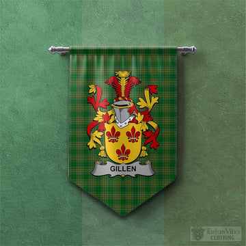 Gillen Irish Clan Tartan Gonfalon, Tartan Banner with Coat of Arms