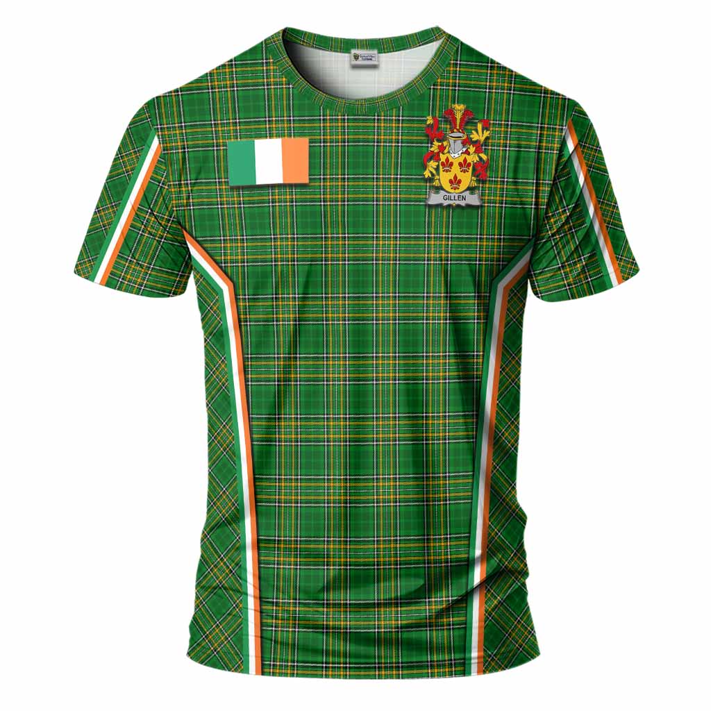Gillen Irish Clan Coat of Arm Tartan T-Shirt Flag Style