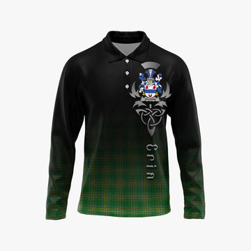 Gilligan Irish Clan Long Sleeve Polo Shirt with Coat of Arms Erin Go Bragh Celtic Inspired