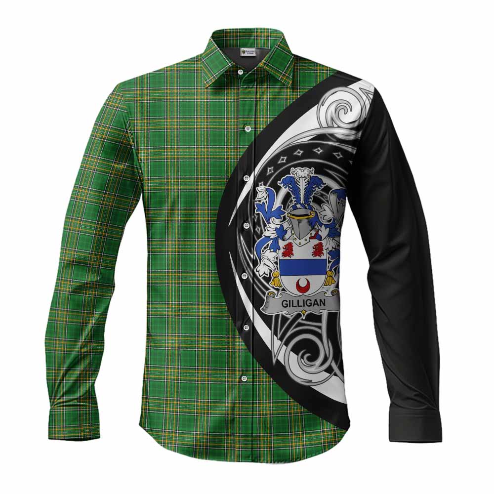 Tartan Vibes Clothing Gilligan Irish Clan Long Sleeve Button Shirt Celtic Circle Style