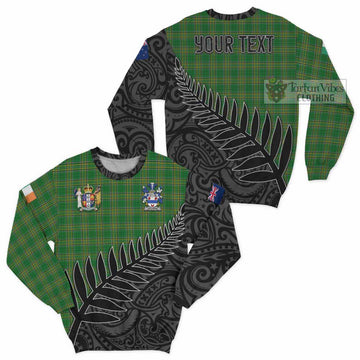 Tartan Vibes Clothing Gilligan Irish Clan Tartan Sweatshirt with Coat of Arms New Zealand Silver Fern Half Style