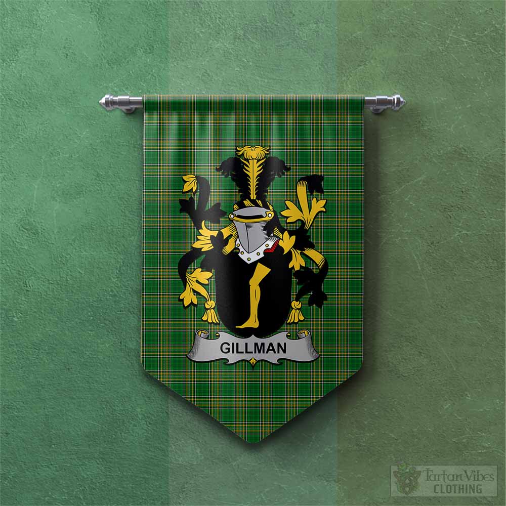Tartan Vibes Clothing Gillman Irish Clan Tartan Gonfalon, Tartan Banner with Coat of Arms
