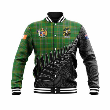 Tartan Vibes Clothing Gillman Irish Clan Tartan Baseball Jacket with Coat of Arms New Zealand Silver Fern Half Style