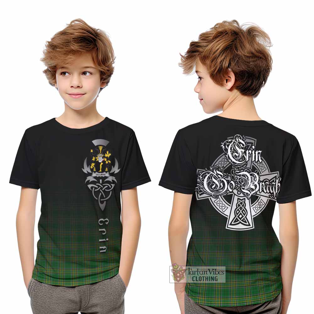 Tartan Vibes Clothing Gillman Irish Clan Kid T-Shirt with Coat of Arms Erin Go Bragh Celtic Inspired