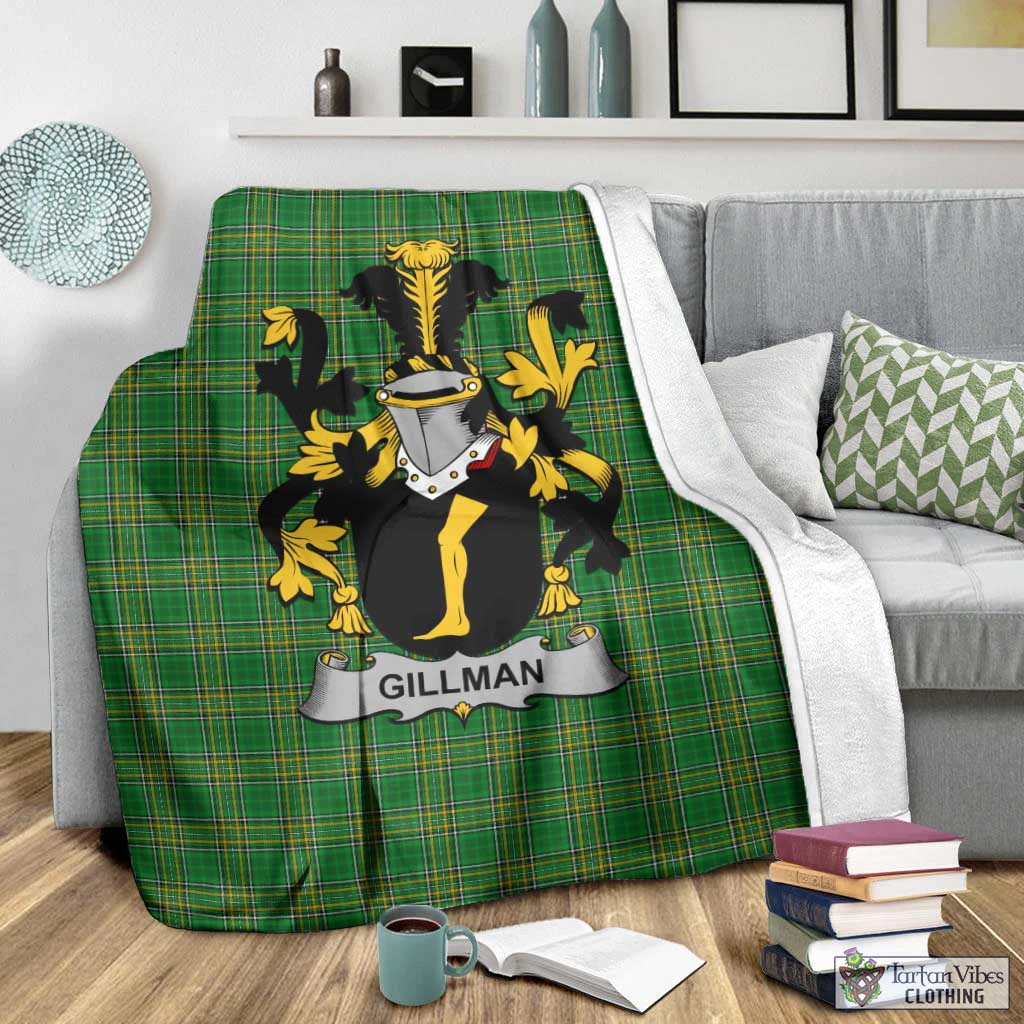 Tartan Vibes Clothing Gillman Irish Clan Tartan Blanket with Coat of Arms