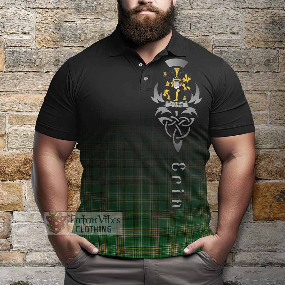 Tartan Vibes Clothing Gillman Irish Clan Polo Shirt with Coat of Arms Erin Go Bragh Celtic Inspired