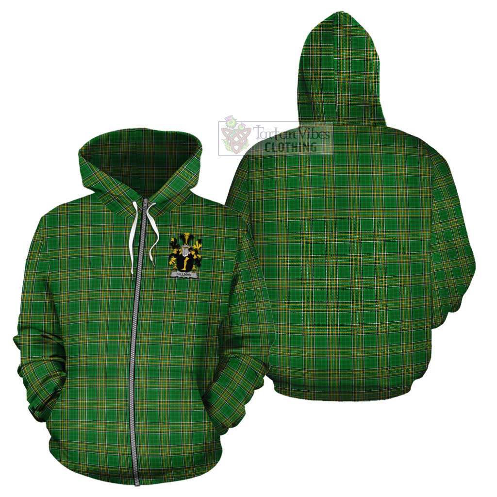 Tartan Vibes Clothing Gillman Irish Clan Tartan Cotton Hoodie with Coat of Arms
