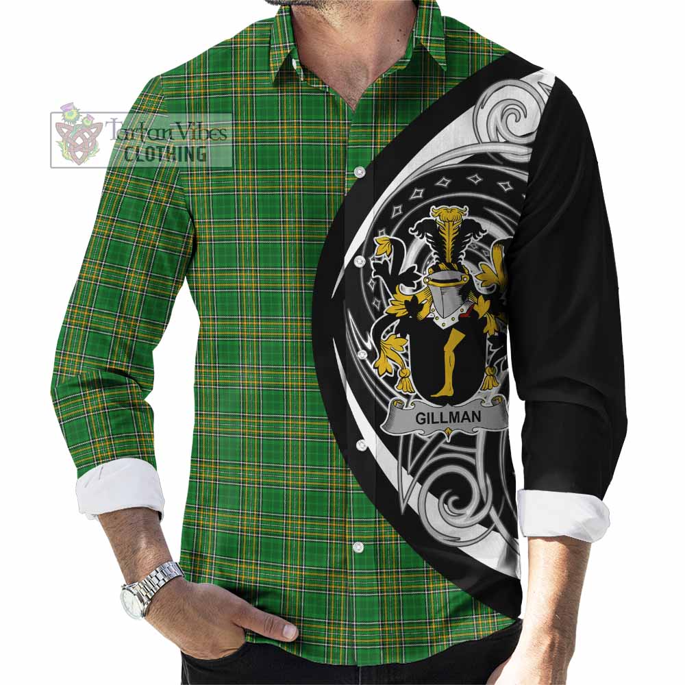 Tartan Vibes Clothing Gillman Irish Clan Long Sleeve Button Shirt Celtic Circle Style