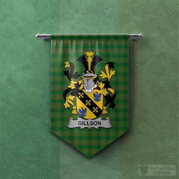 Gillson Irish Clan Tartan Gonfalon, Tartan Banner with Coat of Arms
