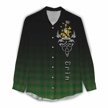 Tartan Vibes Clothing Gillson Irish Clan Women's Casual Shirt with Coat of Arms Erin Go Bragh Celtic Inspired